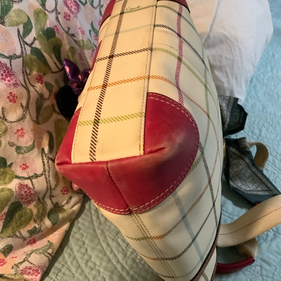 Coach Plaid Tote Bag with Pink Accents - Picture 3 of 10